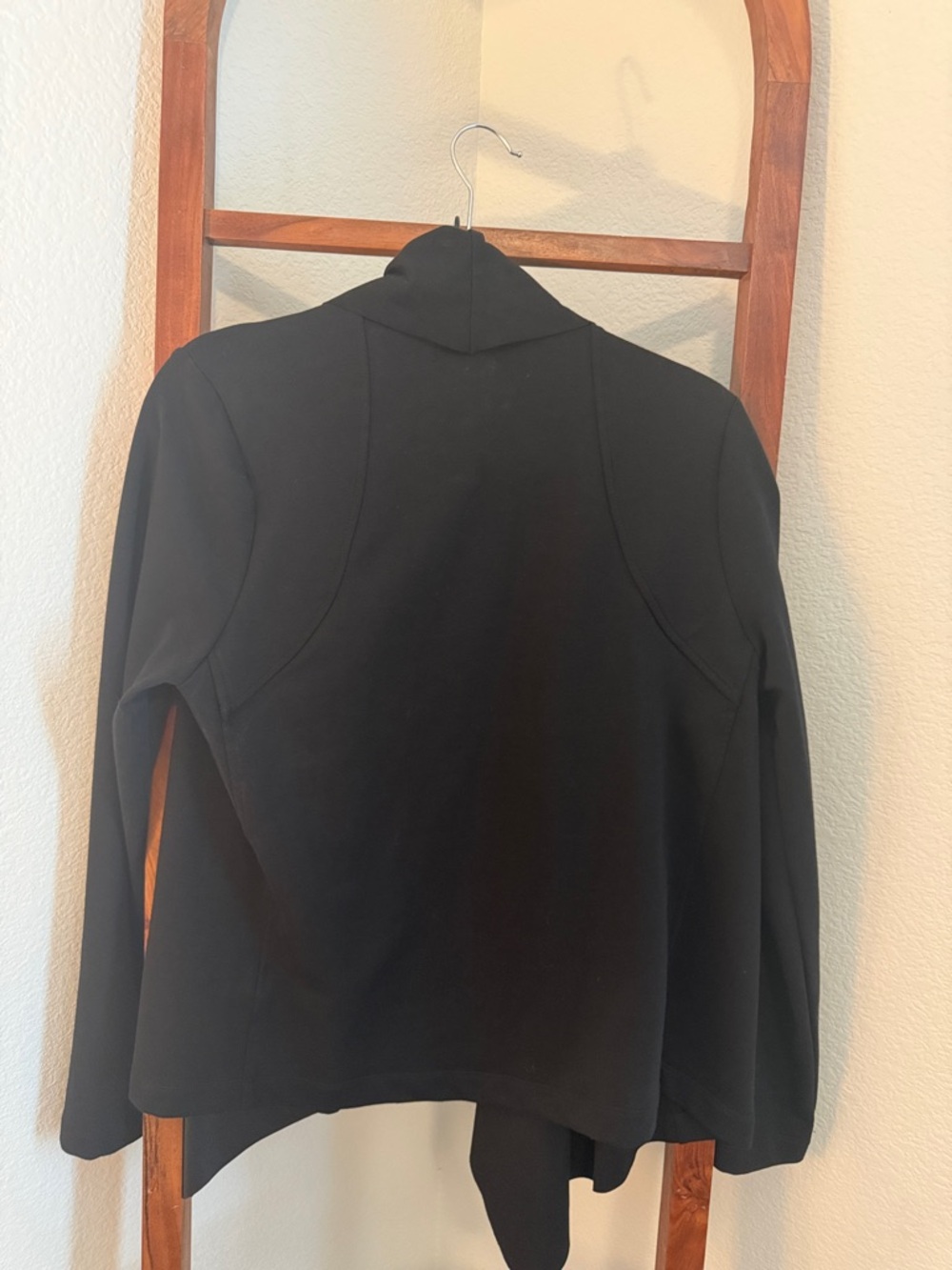 Splendid Black Draped Open-Front Blazer with Faux Leather Accents Size Medium - Picture 3 of 5